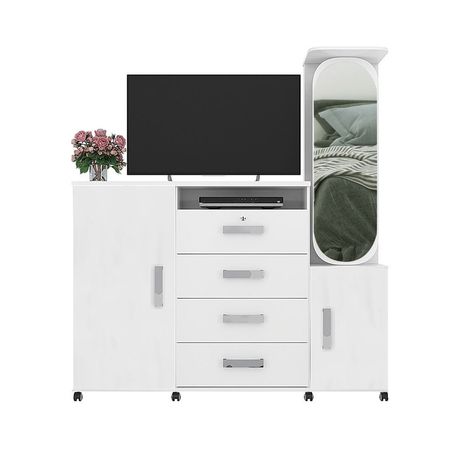 Comoda-Copacabana-2-Portas-4-Gavetas-Com-Espelho-Branco-Lukaliam-Moveis
