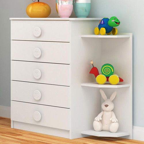 Comoda-Arco-Iris-5-Gavetas-3-Prateleiras-1D159-Branco-Moveis-Rodial