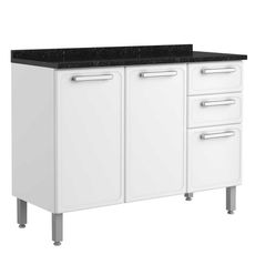 Balcao-de-Aco-3-Portas-2-Gavetas-com-Tampo-7124-Gourmet-Bertolini-Branco