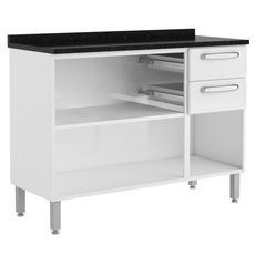 Balcao-de-Aco-3-Portas-2-Gavetas-com-Tampo-7124-Gourmet-Bertolini-Branco