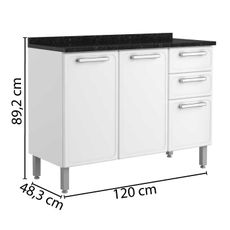 Balcao-de-Aco-3-Portas-2-Gavetas-com-Tampo-7124-Gourmet-Bertolini-Branco