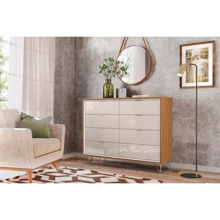 Comoda-Premium-08-Gavetas-Amendoa-E-Off-White-Lukaliam-Moveis