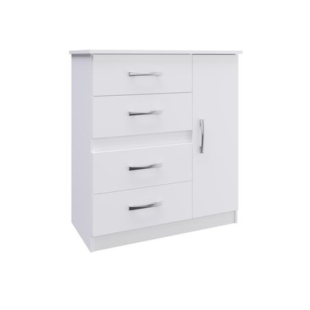 Comoda-4-Gavetas-1-Porta-Caribe-508-Moveis-Doripel-Branca