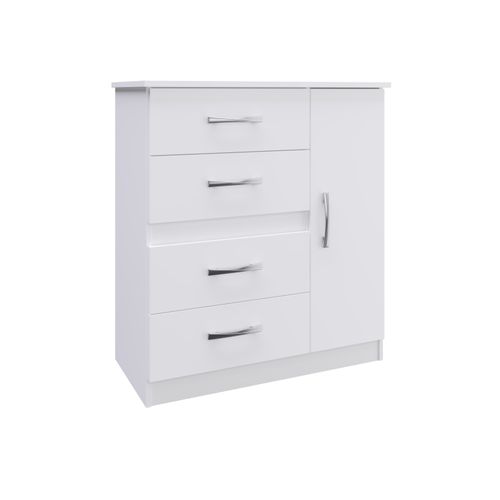 Comoda-4-Gavetas-1-Porta-Caribe-508-Moveis-Doripel-Branca