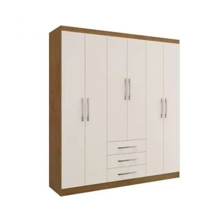 Guarda-Roupa-Casal-6-Portas-3-Gavetas-Lisboa-2050-Off-White-nogueira-Doripel-Moveis