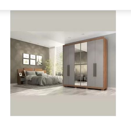 Guarda-Roupa-Com-Espelho-6-Portas-3-Gavetas-Carolina-Savana-grafite-Acp-Moveis-100--Mdf